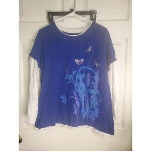 JMS Just My Size Hanes 2X 100% Cotton Graphic Long Sleeve Tee Shirt Women